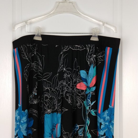 Susan Graver Womens Black Blue Floral Polyester Blend Relaxed Sweatpants - Picture 2 of 10